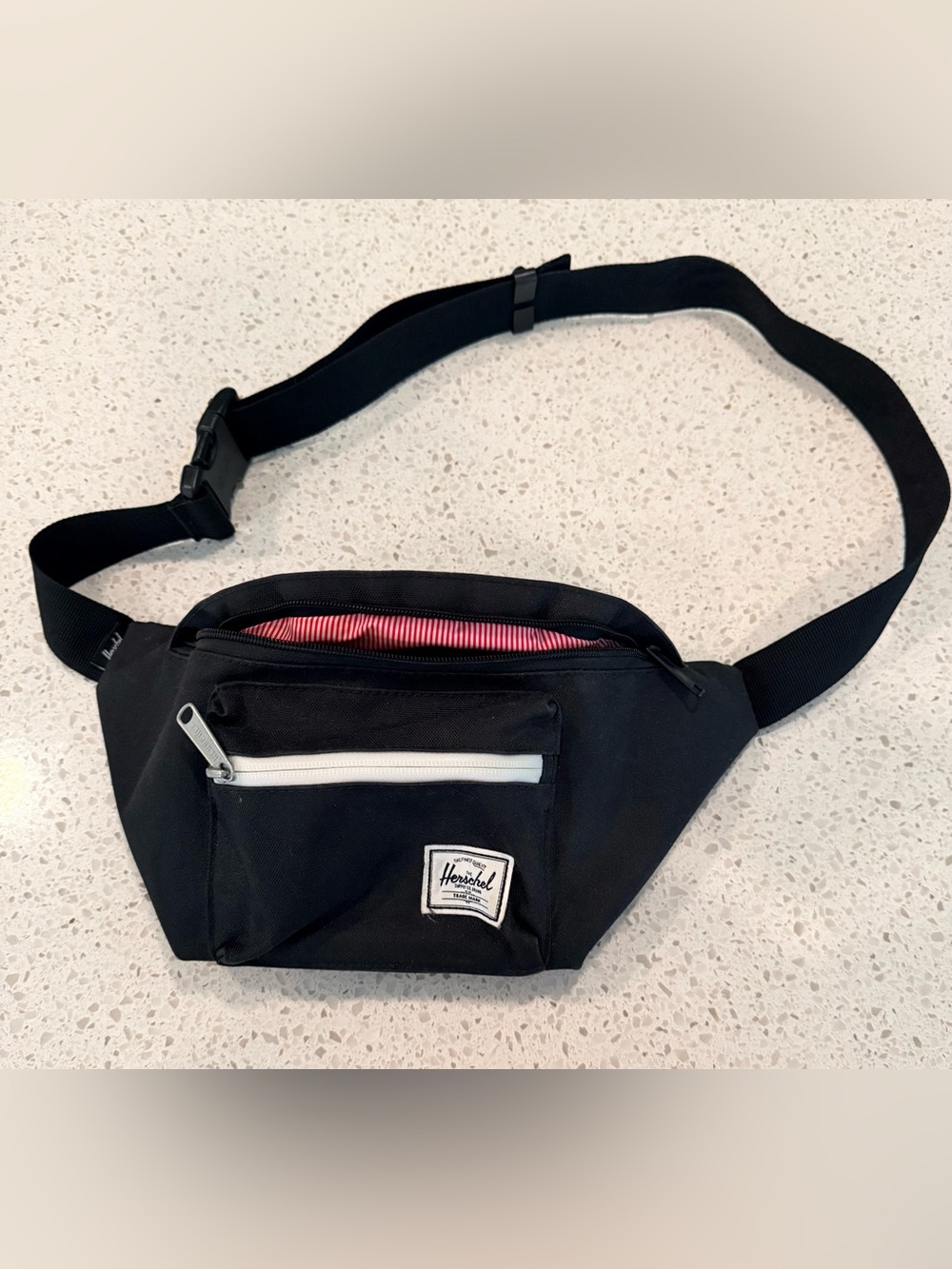 Herschel Black/Red Stripe Crossbody Belt Bag